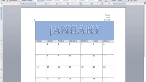 Calendar Microsoft Word